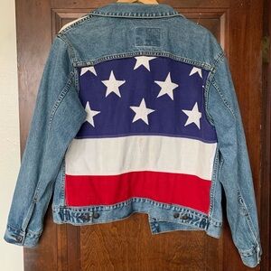 Vintage GAP Blue Jeans Denim American Flag Jacket